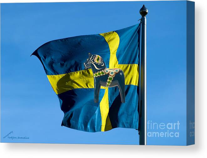 Sweden Two Symbols Canvas Print featuring the photograph Sweden two symbols by Torbjorn Swenelius