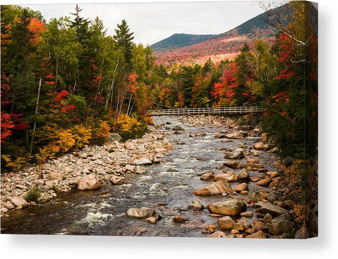 autumn Foliage New England Canvas Print featuring the photograph Swift River painted with autumns paint brush by Jeff Folger