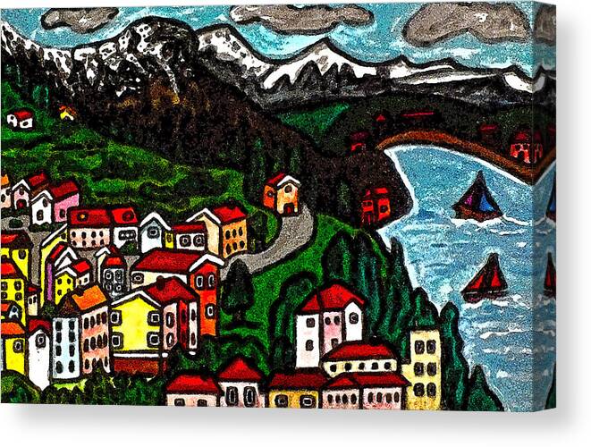 Swiss Canvas Print featuring the painting Swiss Country by Monica Engeler
