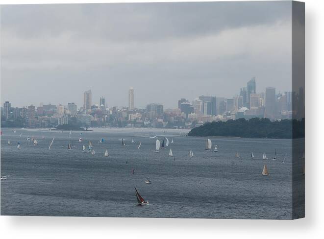 sydney Harbour Canvas Print featuring the photograph Sydney harbour from North Head 1 by Fran Woods
