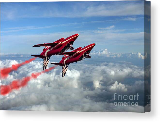 Red Arrows Canvas Print featuring the digital art Synchro Pair by Airpower Art