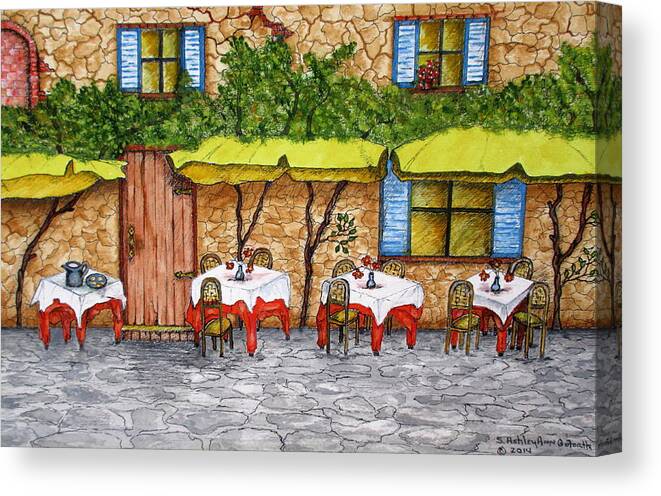 Tuscan Canvas Print featuring the painting Table for Three by Ashley Goforth