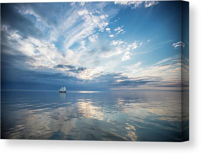 Tranquility Canvas Print featuring the photograph Tall Ship On The Big Lake by Rudy Malmquist
