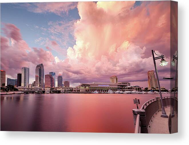 Tranquility Canvas Print featuring the photograph Tampa Bay City by Alex Baxter