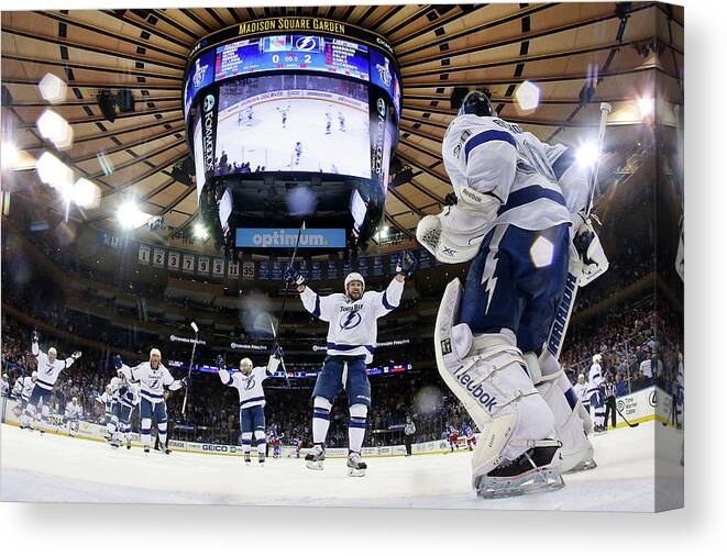 Playoffs Canvas Print featuring the photograph Tampa Bay Lightning V New York Rangers by Elsa
