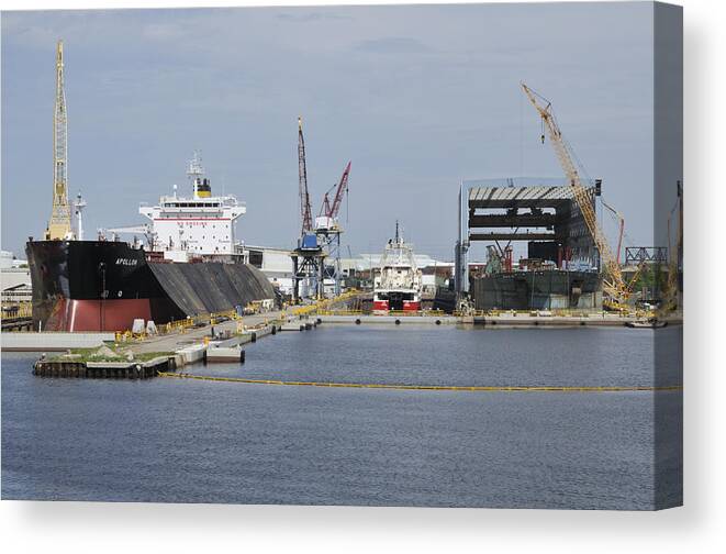 Shipyard Canvas Print featuring the photograph Tampa shipyard by Bradford Martin