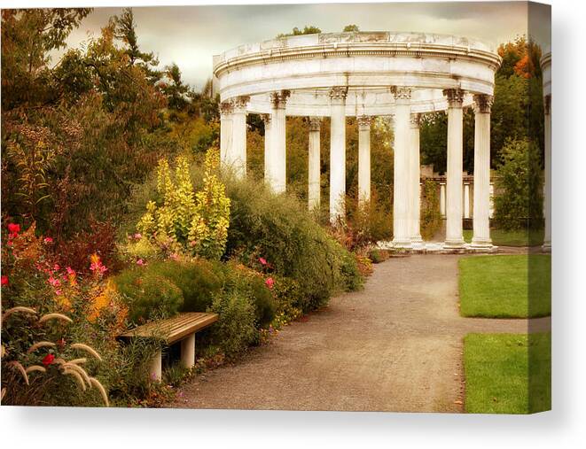 Untermyer Garden Canvas Print featuring the photograph Temple of the Sky in Autumn by Jessica Jenney