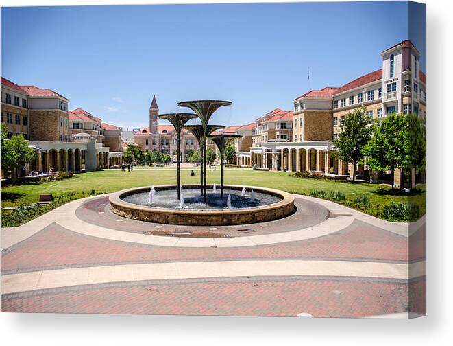 Tcu Canvas Print featuring the photograph Texas Christian University Campus Commons by Carrie Murphey