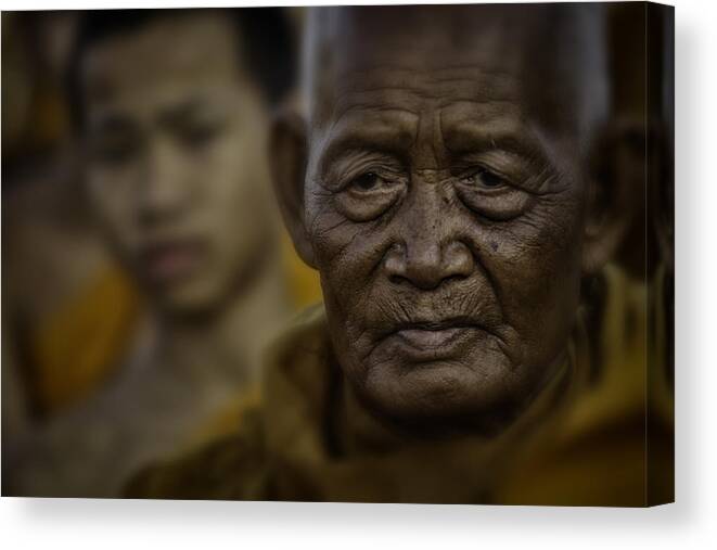 Thailand Canvas Print featuring the photograph Thailand Monks 2 by David Longstreath