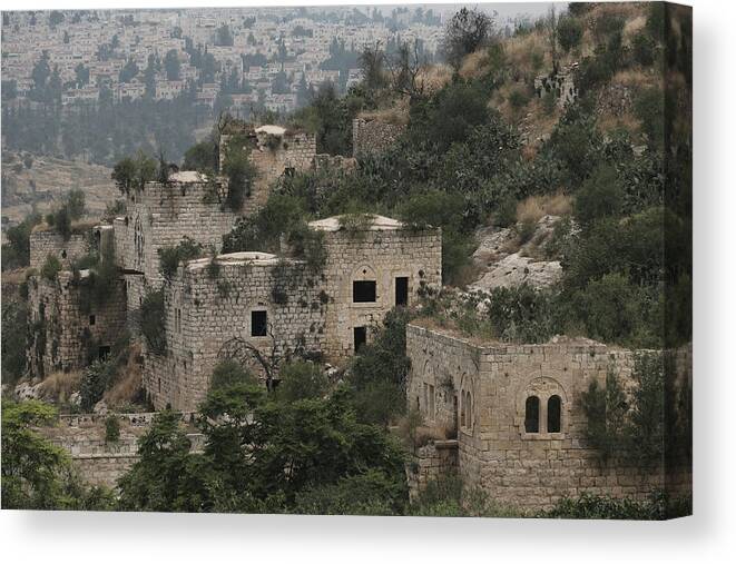 Palestinian Canvas Print featuring the photograph The abandoned Palestinian village of Lifta on the outskirts of Jerusalem by Eddie Gerald