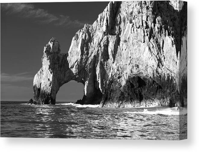 Los Cabos Canvas Print featuring the photograph The Arch Cabo San Lucas in Black and White by Sebastian Musial
