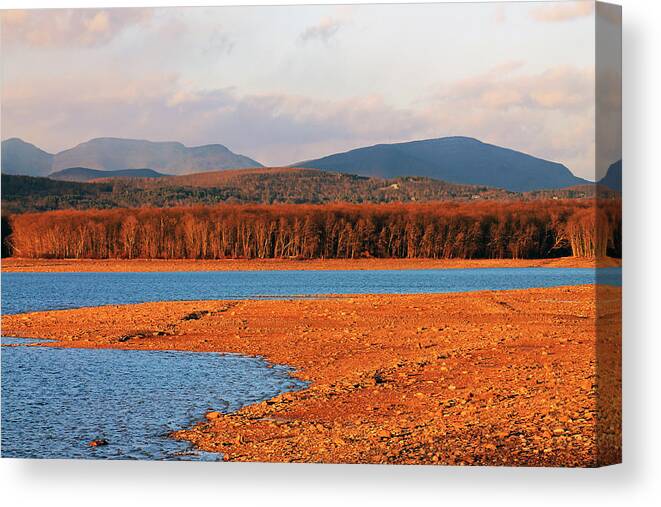 Landscape. Water Canvas Print featuring the photograph The Ashokan Reservoir by Lily K
