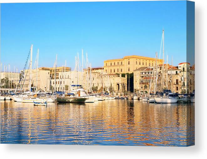 Sailboat Canvas Print featuring the photograph The Bay of Palermo, Sicily Italy by Gina Pricope