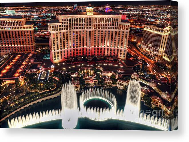 Bellagio Canvas Print featuring the photograph The Bellagio Fountains by Eddie Yerkish