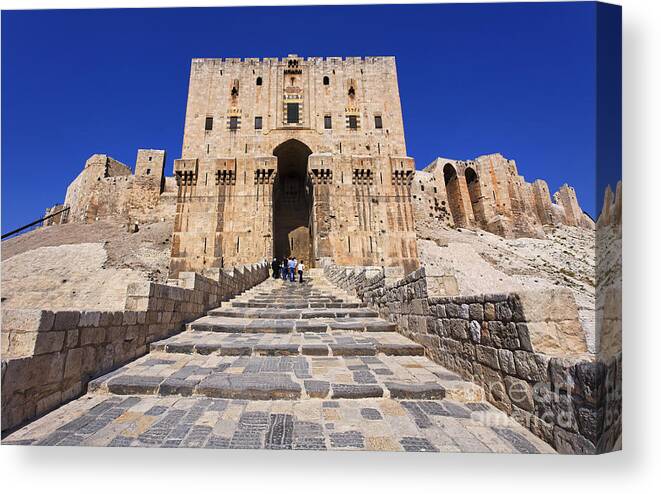 Citadel Canvas Print featuring the photograph The Citadel in Aleppo Syria by Robert Preston