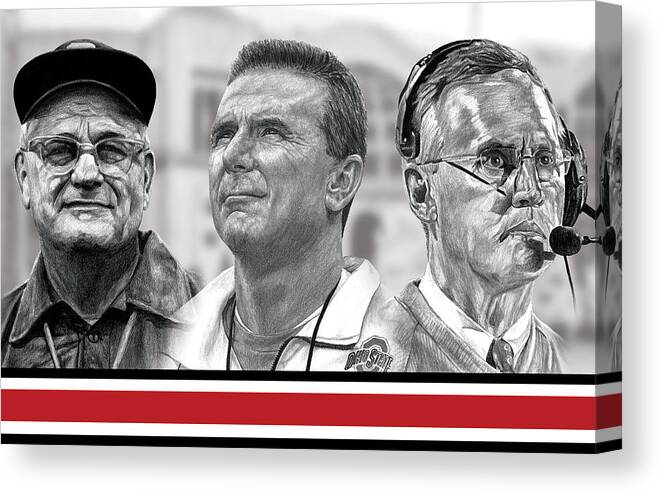 Ohio State Buckeyes Canvas Print featuring the digital art The Coaches by Bobby Shaw