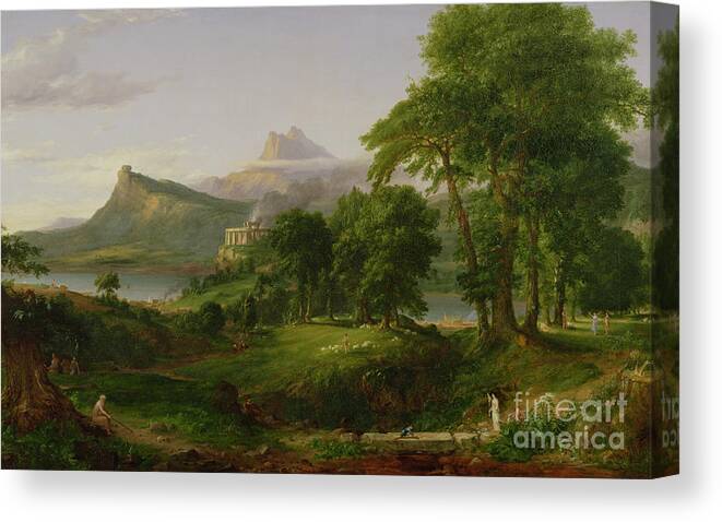 Thomas Canvas Print featuring the painting The Course of Empire  The Arcadian or Pastoral State by Thomas Cole