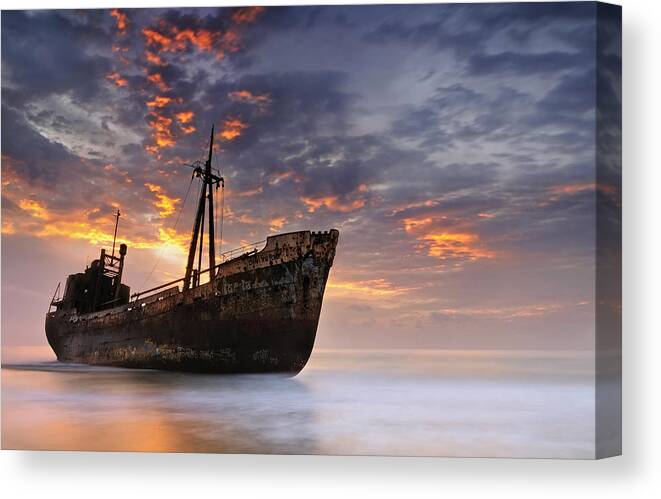 Shipwreck Canvas Print featuring the photograph The Dark Traveler II by Mary Kay