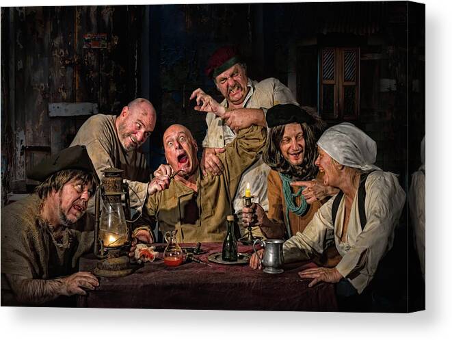 Dentist Canvas Print featuring the photograph The Dentist - Homage To Caravaggio by Derek Galon Ma
