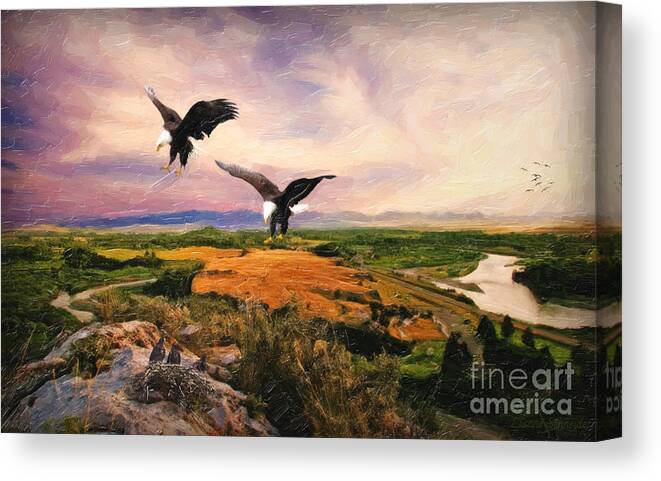 Lewis And Clark Canvas Print featuring the digital art The Eagle Will Rise Again by Lianne Schneider