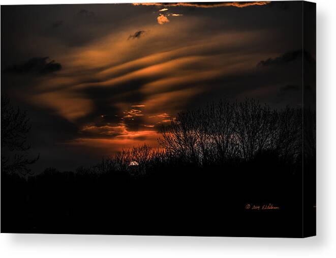 Sun Set Canvas Print featuring the photograph The Edge Of Night by Ed Peterson