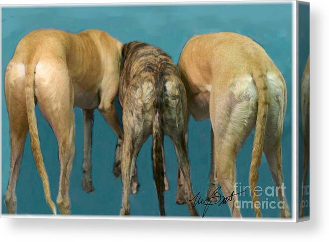 Dog Canvas Print featuring the digital art The Ends by Maxine Bochnia