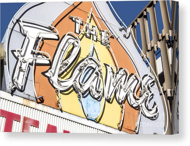 Flame Canvas Print featuring the photograph The Flame Steak House Vintage Neon Sign In Fabulous Las Vegas Nevada by John Wayland