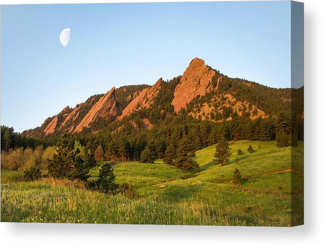 Flatirons Canvas Print featuring the photograph The Flatirons - Spring by Aaron Spong