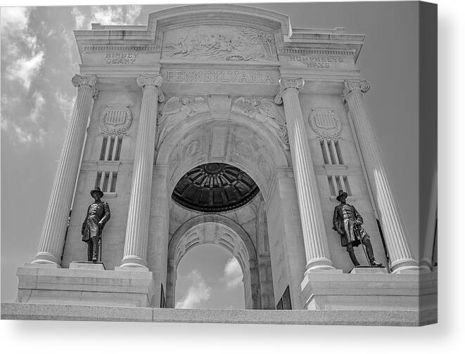 The Gettysburg Pennsylvania State Memorial Canvas Print featuring the photograph The Gettysburg Pennsylvania State Memorial 3 by Susan McMenamin