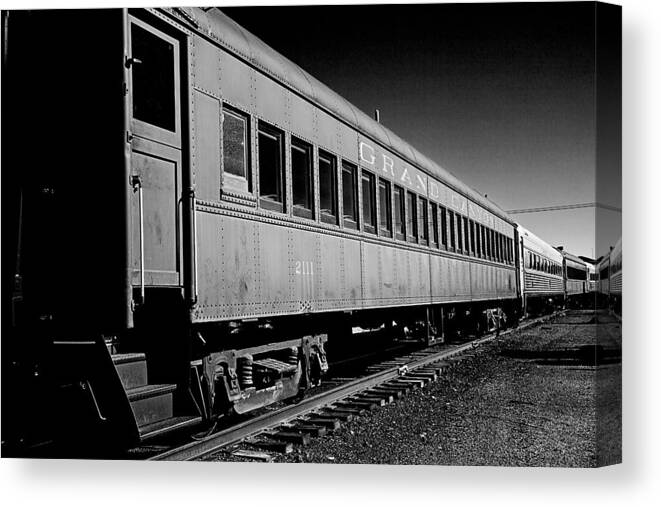 Train Canvas Print featuring the photograph The Grand Canyon Express 1 Black and White by James Sage