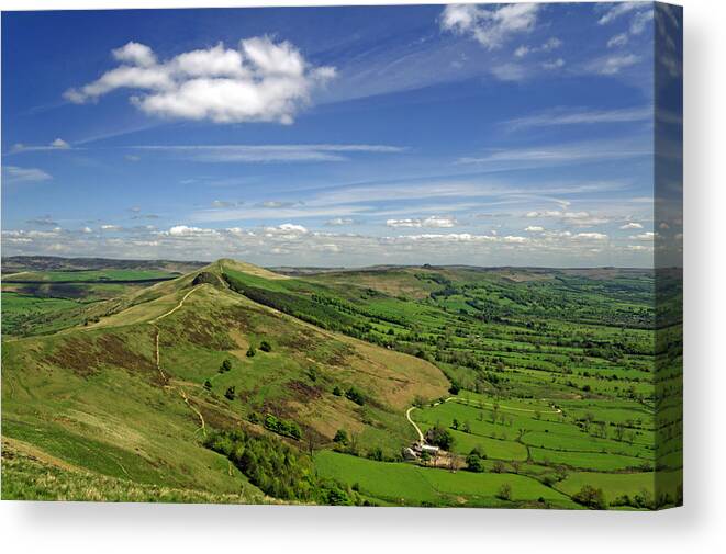 Britain Canvas Print featuring the photograph The Great Ridge and the Hope Valley by Rod Johnson