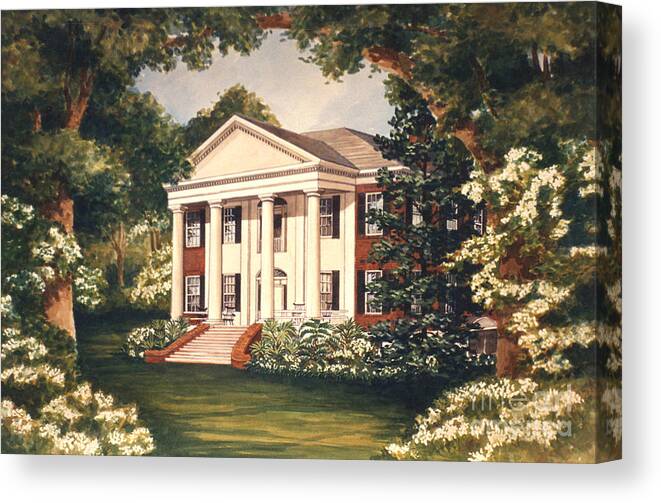 Grove Canvas Print featuring the painting The Grove Tallahassee Florida by Audrey Peaty