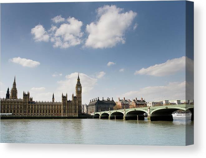 Clock Tower Canvas Print featuring the photograph The Houses Of Parliament And by Richard Boll