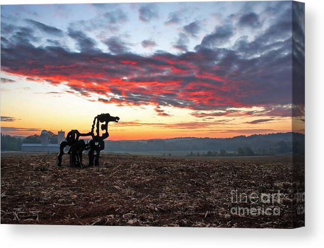 Reid Callaway The Overlook Canvas Print featuring the photograph The Iron Horse Early Dawn The Iron Horse Collection Art by Reid Callaway
