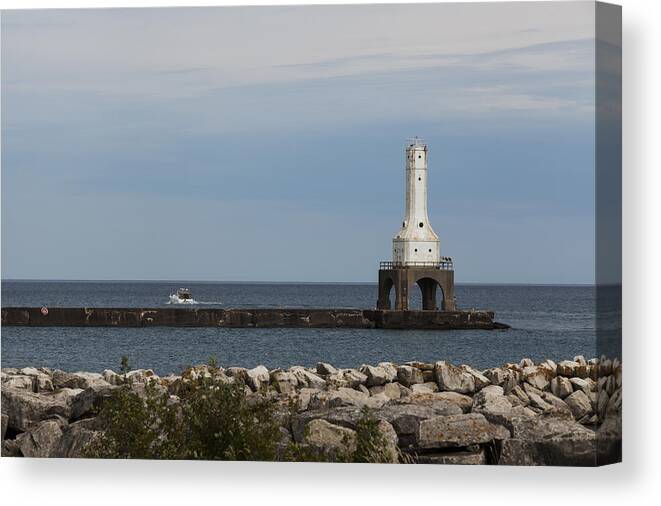 Landscape Canvas Print featuring the photograph The Lighthouse by Amber Kresge