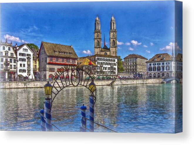 Switzerland Canvas Print featuring the photograph The Limmat City by Hanny Heim