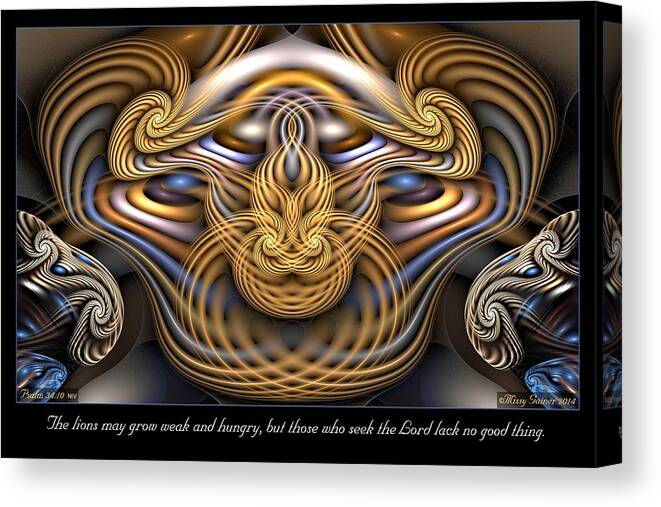Fractal Canvas Print featuring the digital art The Lions by Missy Gainer