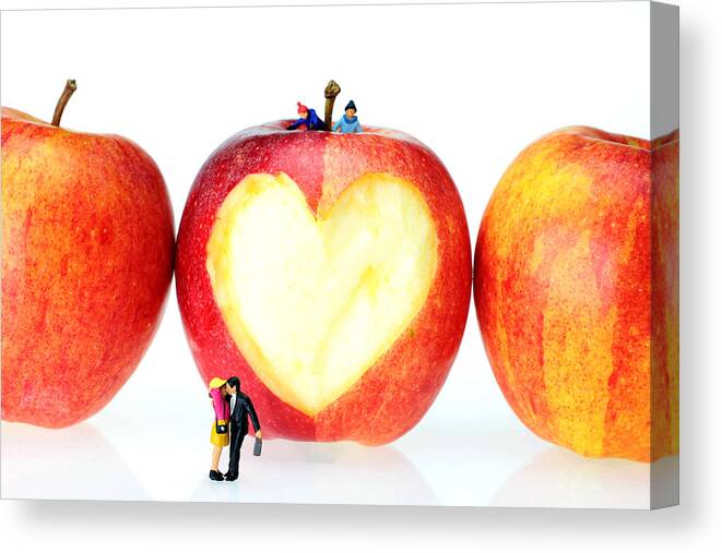 Lover Canvas Print featuring the photograph The Lovers In Valentine's Day little people on food by Paul Ge