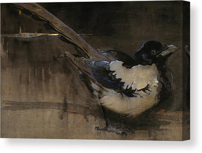 Bird Canvas Print featuring the painting The Magpie by Joseph Crawhall