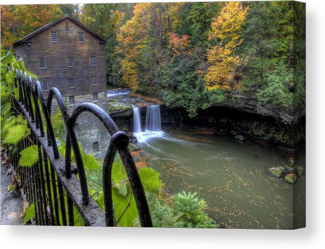 Lanterman Canvas Print featuring the photograph The Mill and Falls at Mill Creek Park by David Dufresne