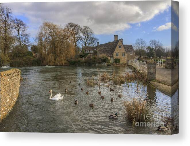 Clare Bambers Canvas Print featuring the photograph The Millhouse at Fairford by Clare Bambers