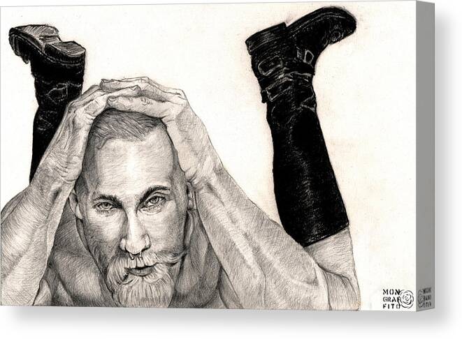 Beard Canvas Print featuring the drawing The New Boots by Mon Graffito