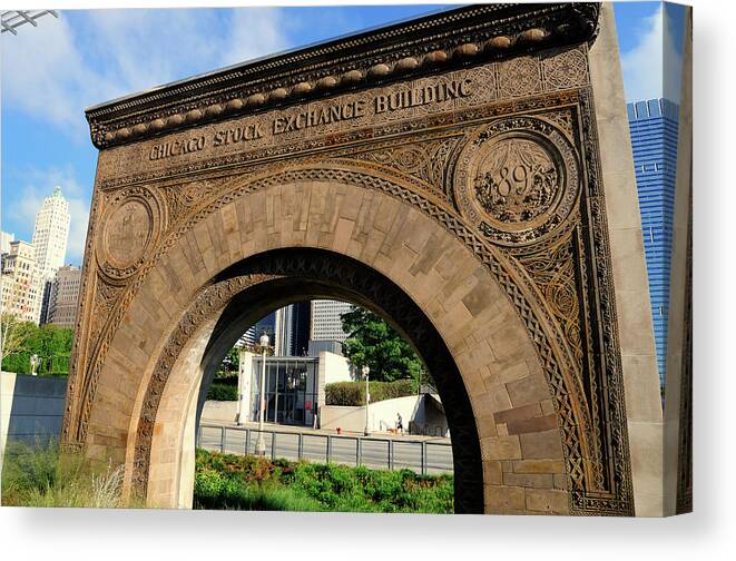 Arch Canvas Print featuring the photograph The Old Chicago Stock Exchange Entrance by Bruce Leighty