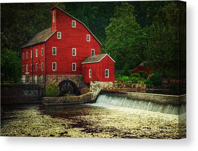 Clinton Canvas Print featuring the photograph The Old Red Mill by Debra Fedchin