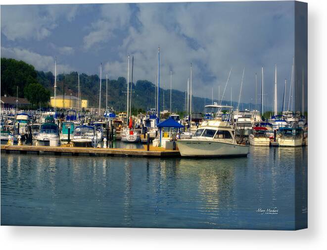 Port Washington Canvas Print featuring the photograph The Port Washington Marina 2 by Mary Machare