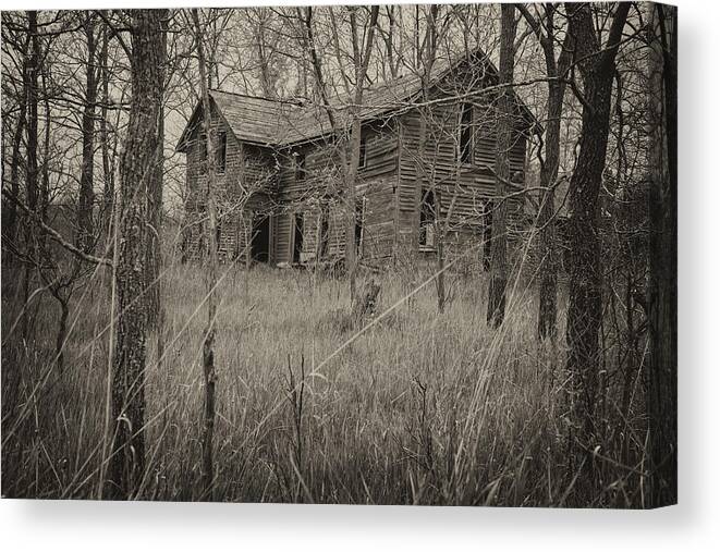 Abandoned Canvas Print featuring the photograph The House in the Woods by Mary Lee Dereske