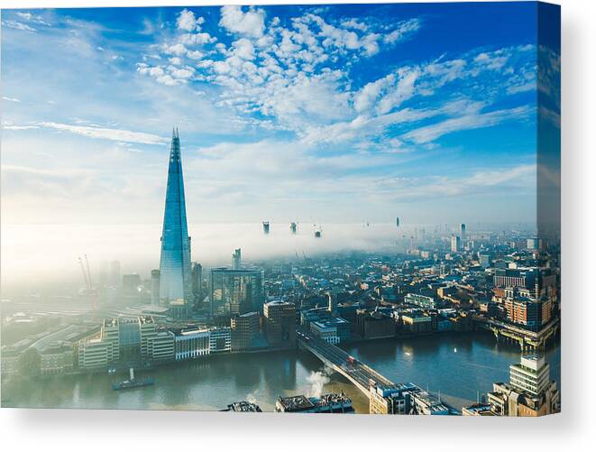 Office Canvas Print featuring the photograph The Shard skyscraper in London by Mbbirdy