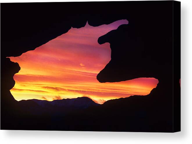 Garden Of The Gods Canvas Print featuring the photograph The Silhouetted Witch by Bijan Pirnia