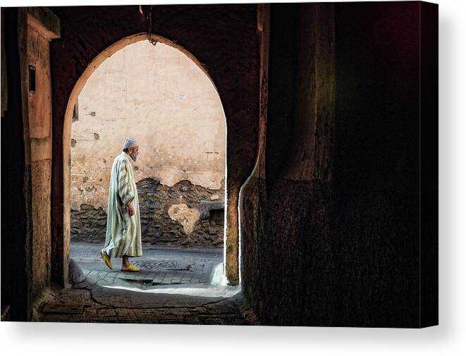 Africa Canvas Print featuring the photograph The Streets Of Marrakesh by Piet Flour