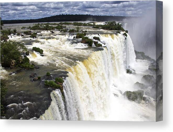 Waterfalls Canvas Print featuring the photograph The Stunning Falls of Iguacu Brazil Side by Venetia Featherstone-Witty